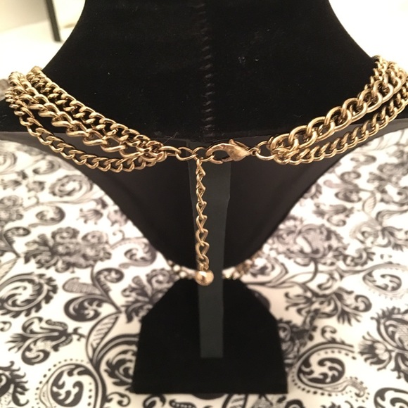 Pink lavender and gold Statement necklace multi chain - Picture 6 of 6